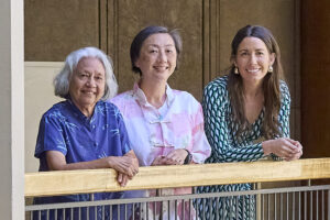 Amy Agbayani, Sandy Ma of The Legal Clinic and Liza Ryan Gill of the Hawaii Coalition for Immigrant Rights advocating for Hawaiʻi's immigrant community