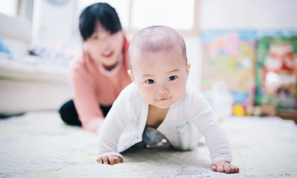 Asian woman and baby