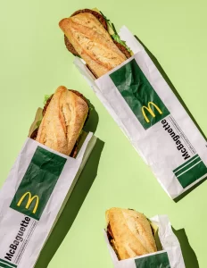 Baguette sandwiches in McDonald's paper sleeves