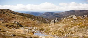 Scenic view of rocky hills.