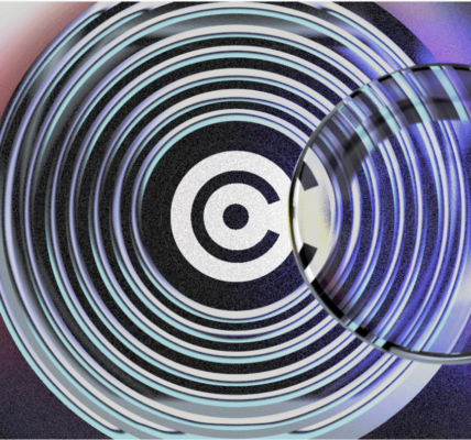 A magnifying glass highlighting a portion of a record with the copyright logo plastered on it.