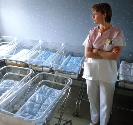 woman in an empty maternity ward