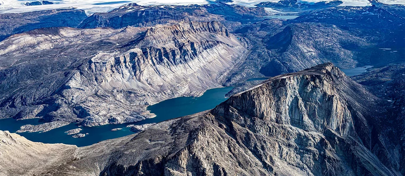 Overhead view of one of Greenland's mountain ranges