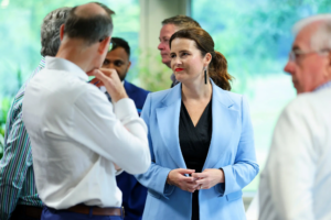 woman talking to a man