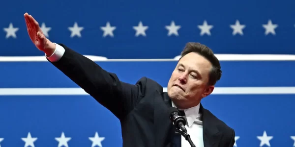 Elon Musk making an interesting gesture at a recent rally