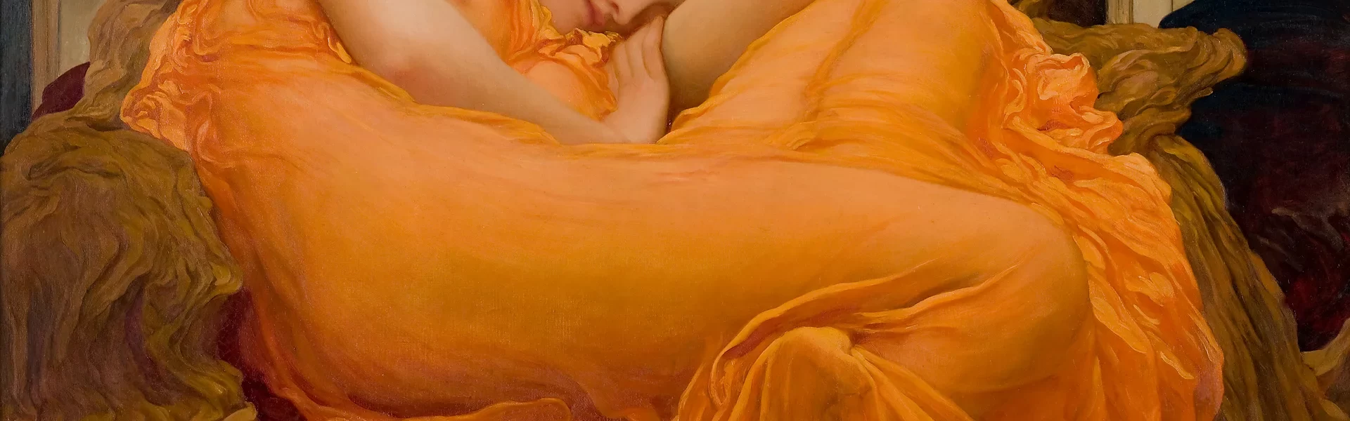 This image is of a painting, "Flaming June".