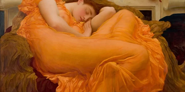 This image is of a painting, "Flaming June".